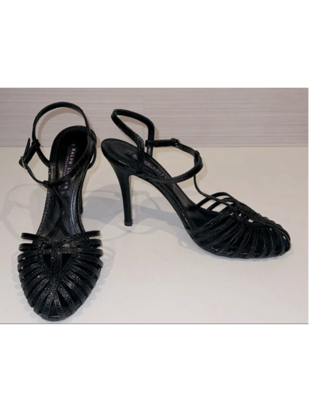 Ralph Lauren Purple Label Black Lizard Belizia Heels Size 8/38 - Picture 2 of 5